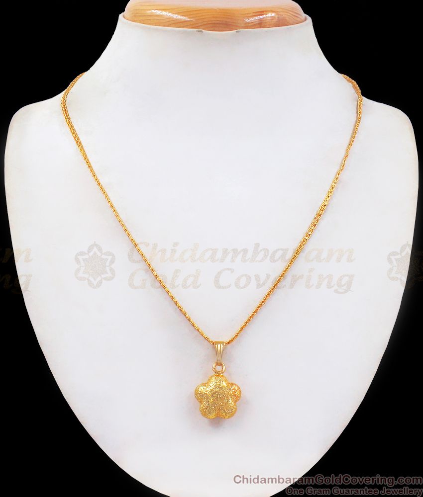 3D Flower Pendant Gold Chain Daily Wear SMDR721