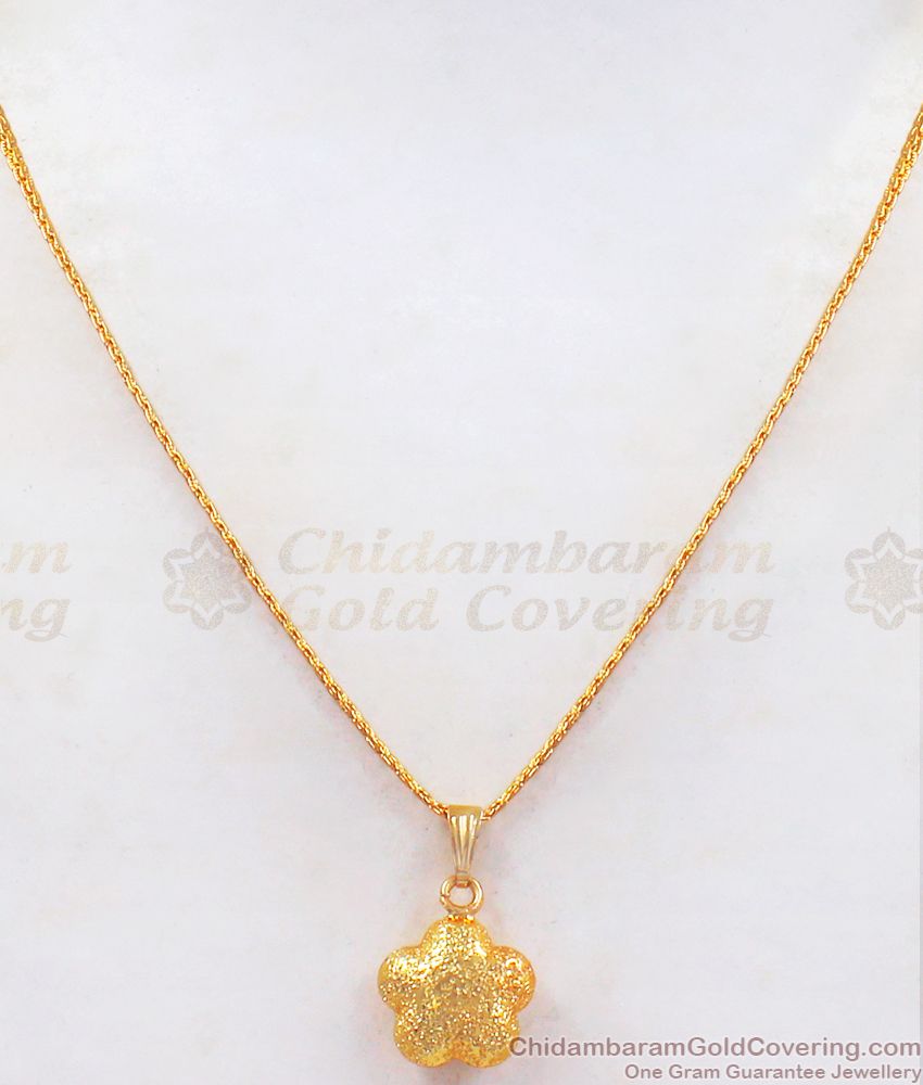 3D Flower Pendant Gold Chain Daily Wear SMDR721