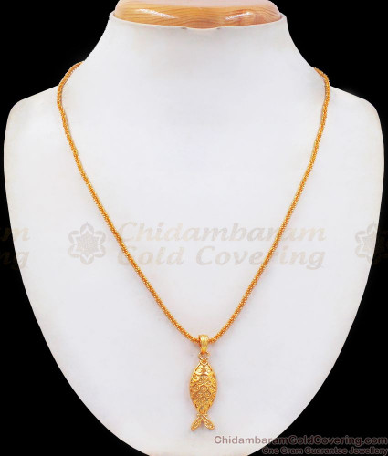 Gold chain with fish pendant hot sale