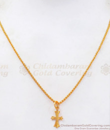 Traditional Cross Symbol Christian Pendant Gold Chain SMDR724 Traditional Cross Symbol Christian Pendant Gold Chain SMDR724