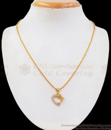 Diamond Stone Dolphin Heart Shaped Pendant Gold Chain SMDR726