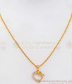 Diamond Stone Dolphin Heart Shaped Pendant Gold Chain SMDR726