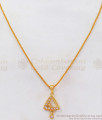 Latest Daily Wear Triangle Shaped White Stone Pendant Chain SMDR728