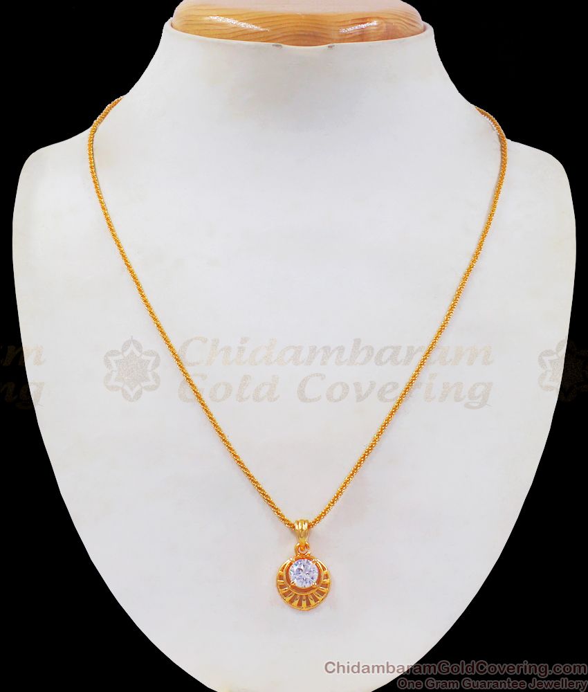 Stunning Semi Precious Diamond Stone Pendant Gold Chain SMDR729