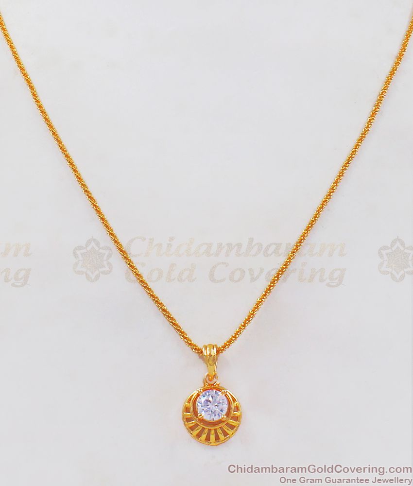 Stunning Semi Precious Diamond Stone Pendant Gold Chain SMDR729