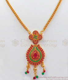 Fabulous Ruby Emerald Stone Party Wear Pendant Chain SMDR737 Fabulous Ruby Emerald Stone Party Wear Pendant Chain SMDR737