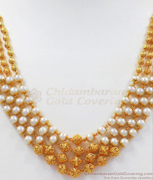Stunning White Pearls Four Layer Gold Chain Party Wear SMDR740 Stunning White Pearls Four Layer Gold Chain Party Wear SMDR740