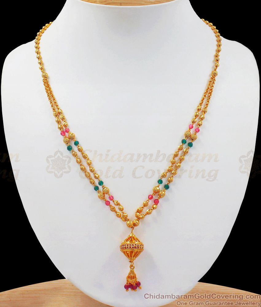 New Arrival Emerald Ruby Stone Gold Covering Dollar Chain SMDR741