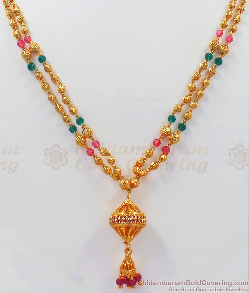 New Arrival Emerald Ruby Stone Gold Covering Dollar Chain SMDR741