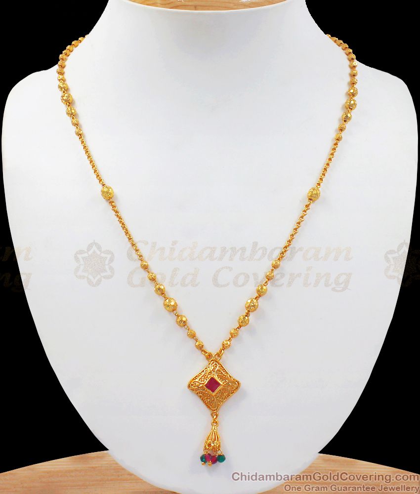 Beautiful Multi Stone Triangle Pendant Chain Ladies Imitation Jewellery SMDR744