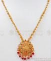 One Gram Gold Lakshmi Design Multi Stone Pendant Chain SMDR752