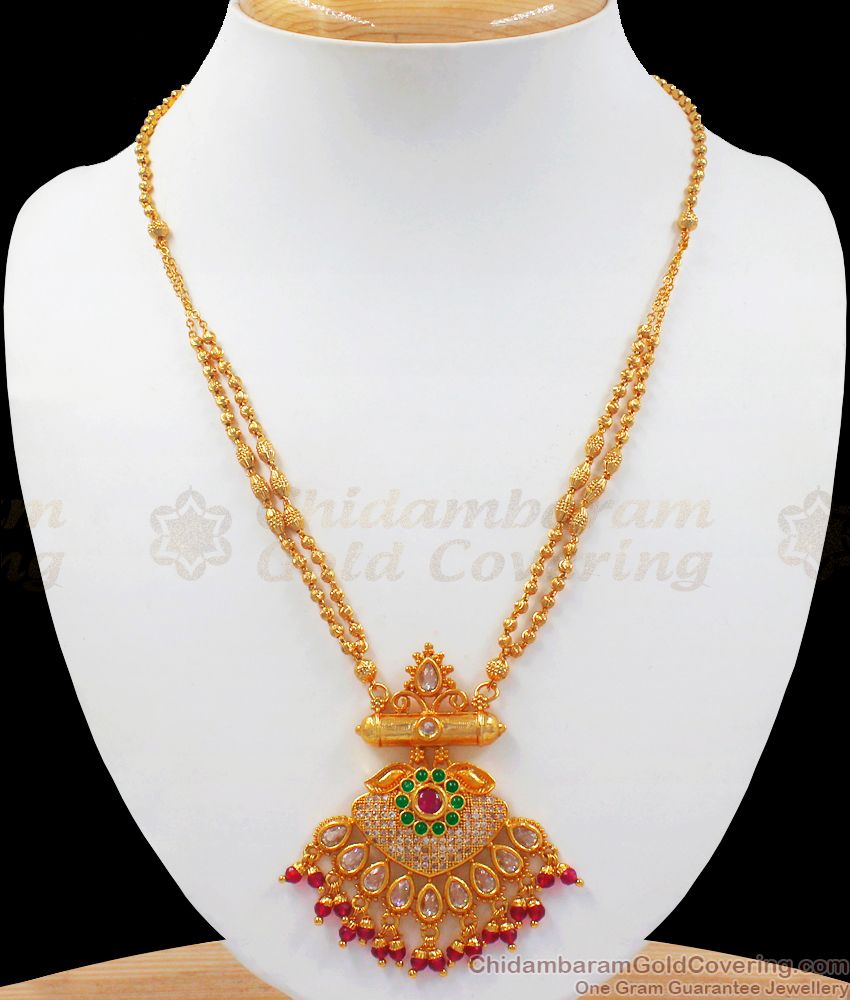 Latest Bridal Wear Multi Stone Chandabali Design Pendant Chain SMDR755