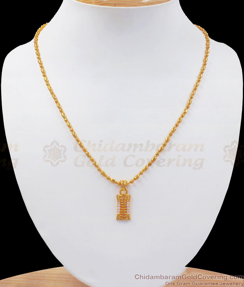 Latest Semi Polished Gold Beaded Pendant Chain SMDR760