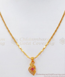 Stunning Ruby Stone Mini Pendant Gold Chain SMDR764