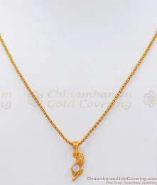 Glittering Diamond Stone Tulip Design Pendant Gold Chain SMDR766