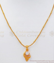 Stunning White Stone Sangu Design Gold Pendant Chain Resort Wear SMDR767
