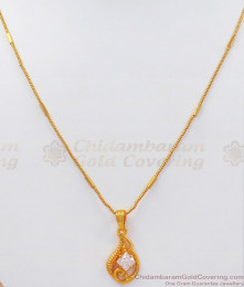 Stylish Gold Plated Diamond Stone Gold Pendant Chain SMDR768