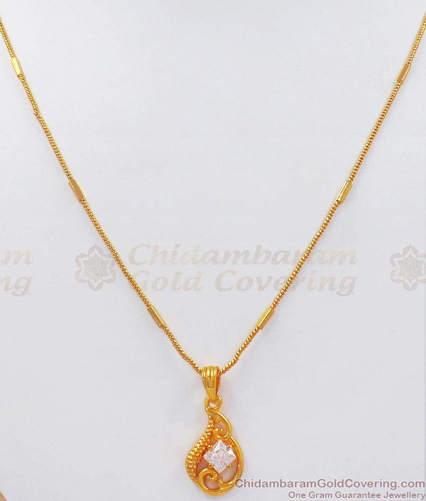 Stylish Gold Plated Diamond Stone Gold Pendant Chain SMDR768