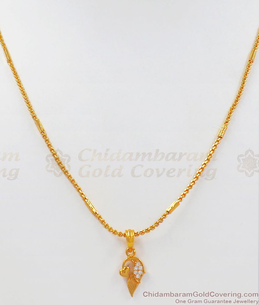18 Inch Thin Gold Plated Simple Diamond Stone Pendant Chain SMDR769