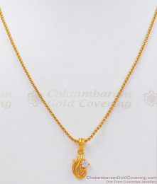 Gorgeous Peacock Design White Stone Gold Pendant Chain SMDR770 Gorgeous Peacock Design White Stone Gold Pendant Chain SMDR770