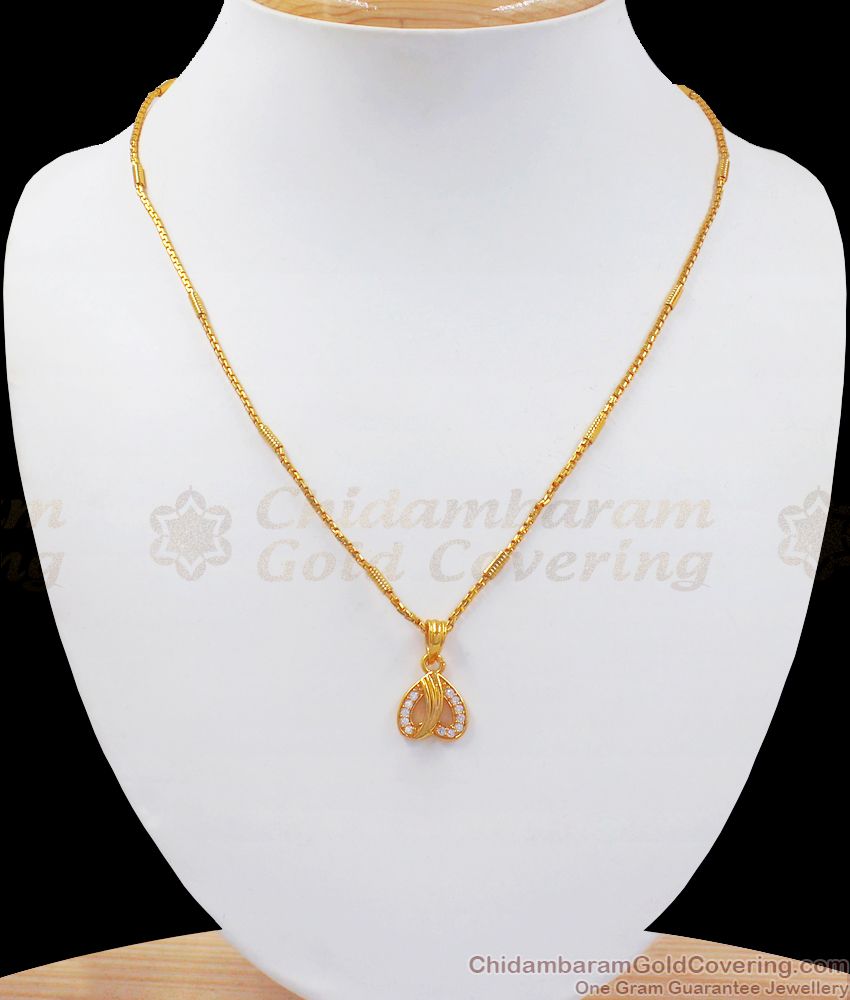Lovable Full Diamond Stone Heart Shaped Gold Pendant Chain SMDR771 Lovable Full Diamond Stone Heart Shaped Gold Pendant Chain SMDR771