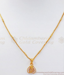 Lovable Full Diamond Stone Heart Shaped Gold Pendant Chain SMDR771