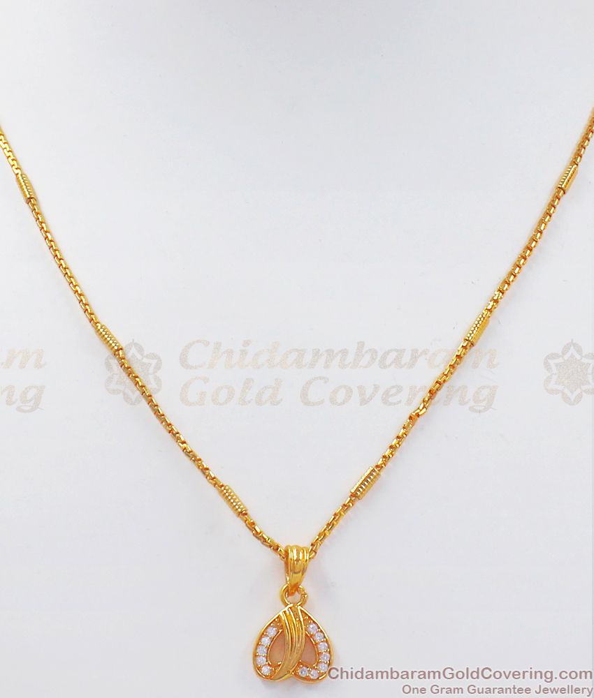 Lovable Full Diamond Stone Heart Shaped Gold Pendant Chain SMDR771 Lovable Full Diamond Stone Heart Shaped Gold Pendant Chain SMDR771