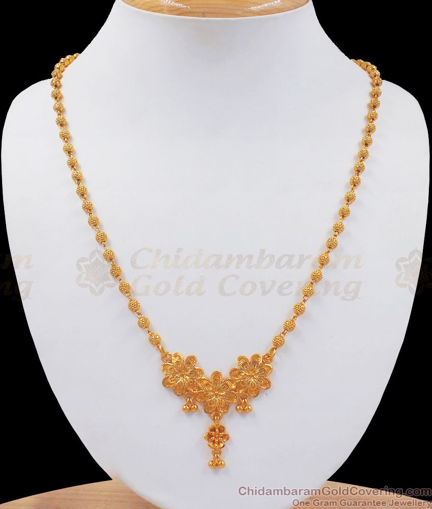 One Gram Gold Chain Triple Flower Design Shop Online SMDR783