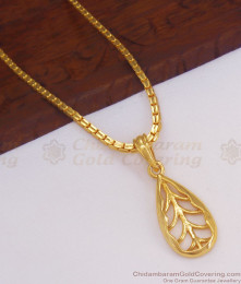 Pure Gold Tone Leaf Pendant Daily Wear Cubic Chain SMDR789 Pure Gold Tone Leaf Pendant Daily Wear Cubic Chain SMDR789
