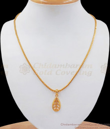Pure Gold Tone Leaf Pendant Daily Wear Cubic Chain SMDR789 Pure Gold Tone Leaf Pendant Daily Wear Cubic Chain SMDR789