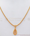 Pure Gold Tone Leaf Pendant Daily Wear Cubic Chain SMDR789