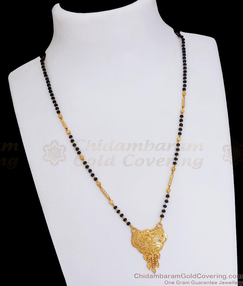 Traditional Gold Pendant Chain Black Beaded Mangalsutra Collections SMDR792