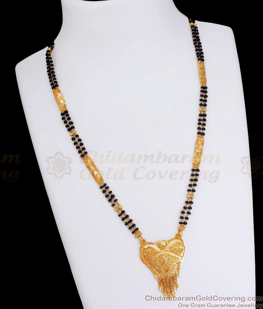 Black Beads Double Line Gold Mangalsutra Pendant Chain Shop Online SMDR795