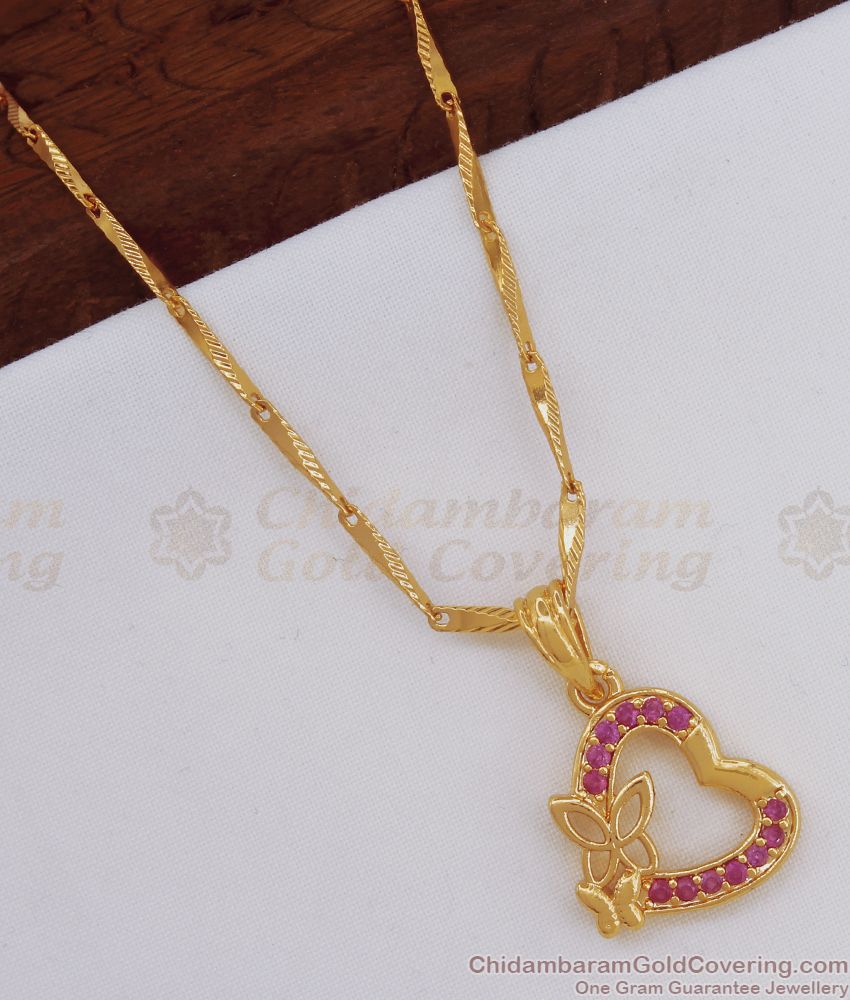 Beautiful Gold Pendant Chain With Ruby AD Stone  SMDR798