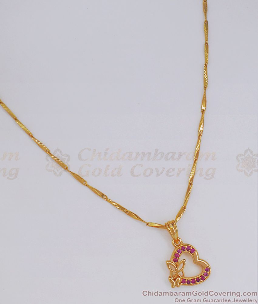 Beautiful Gold Pendant Chain With Ruby AD Stone  SMDR798