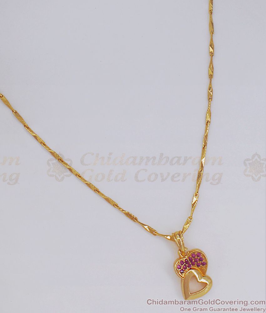 Simple Heart Design Gold Plated Chain With Pendant SMDR799