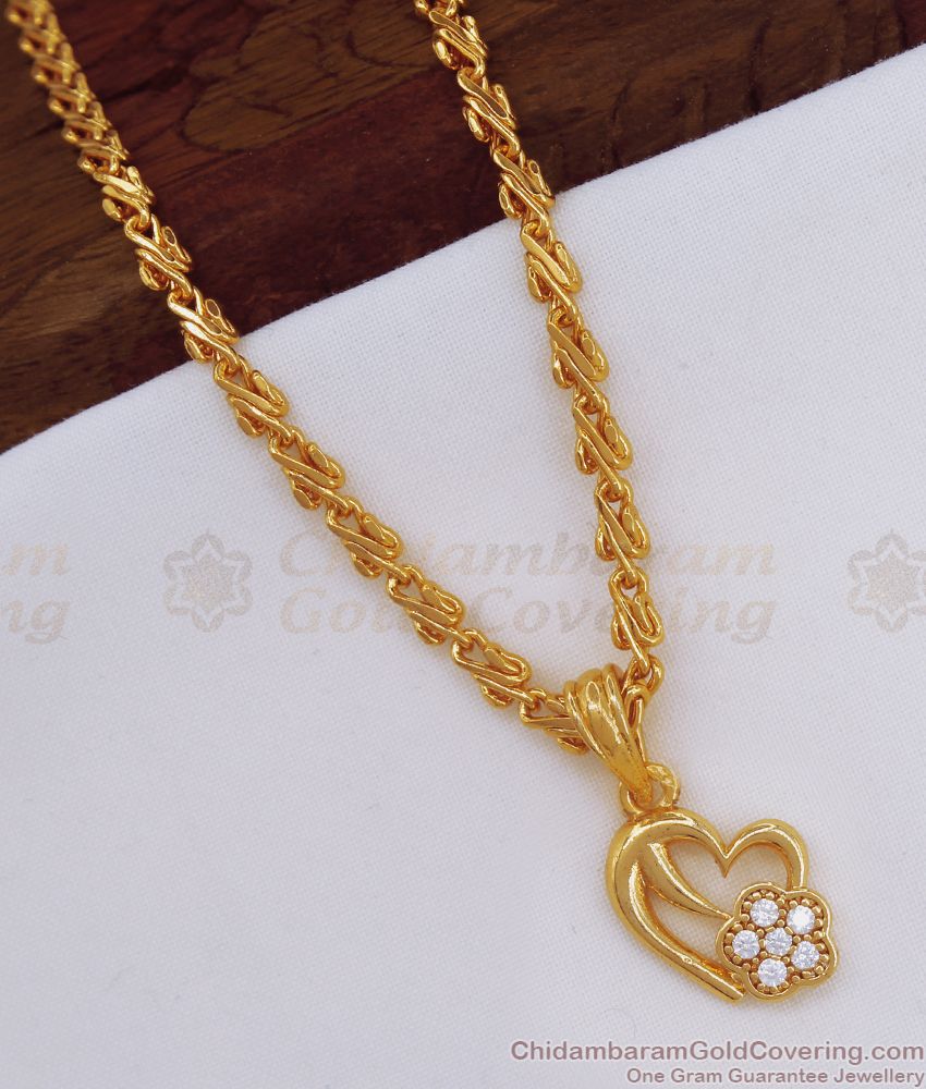 Short Gold Pendant Chain With Heart Design SMDR803
