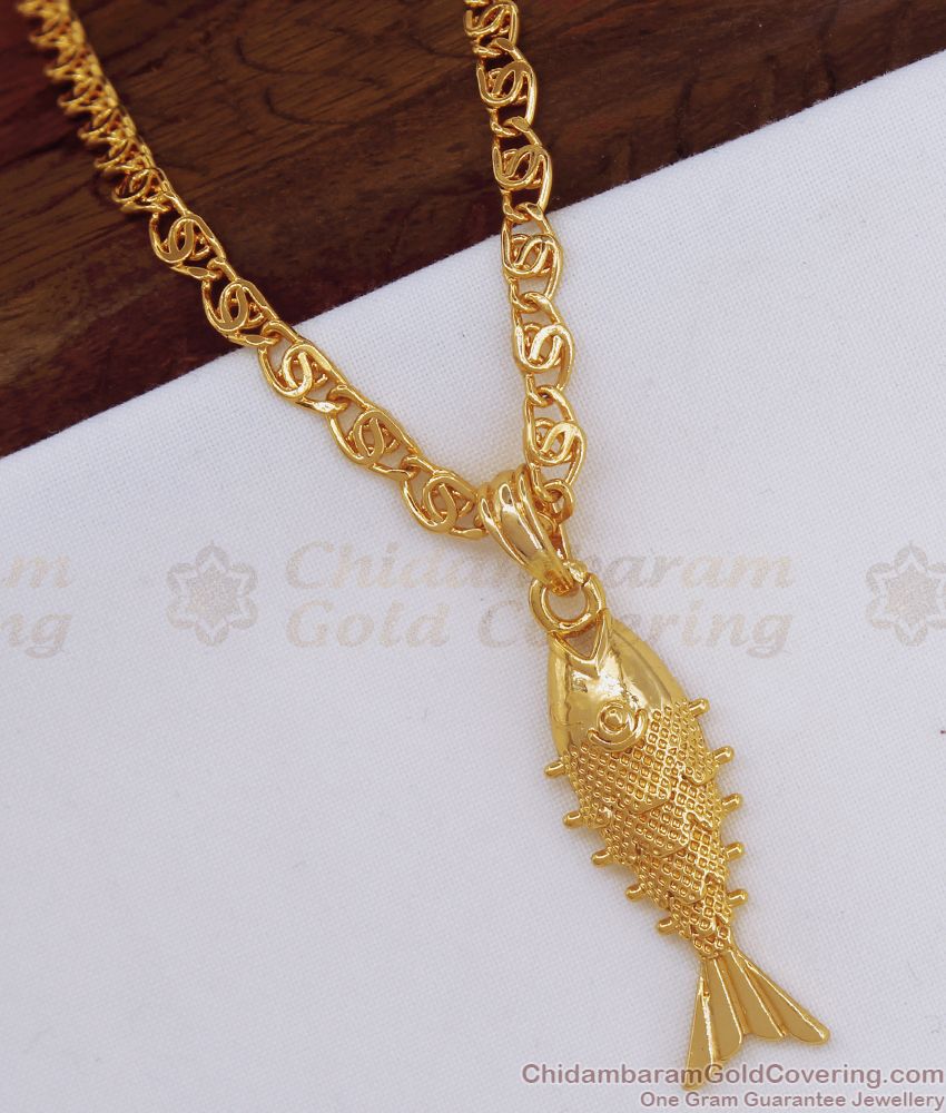 Buy Gold Fish Pendant Chain Design Online Collection SMDR805