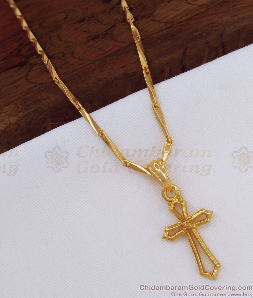 Buy Gold Plated Christian Pendant Chain Daily Wear SMDR807