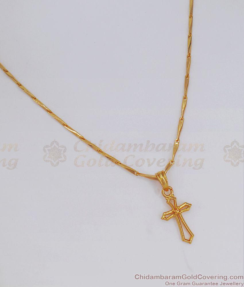 Buy Gold Plated Christian Pendant Chain Daily Wear SMDR807