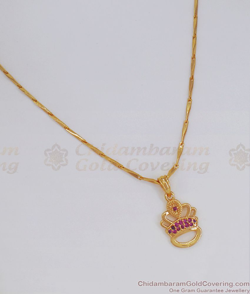 Stylish Crown Design 1 Gram Gold Pendant Chain SMDR808