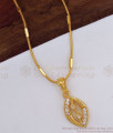 White AD Stone Eye Design Gold Pendant Chain SMDR810