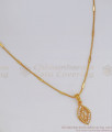 White AD Stone Eye Design Gold Pendant Chain SMDR810