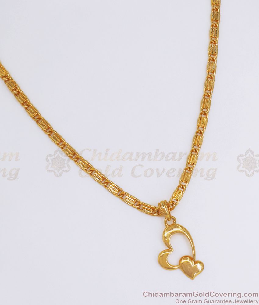 24K Gold Heart Shaped Pendant WIth Chain Shop Online SMDR814