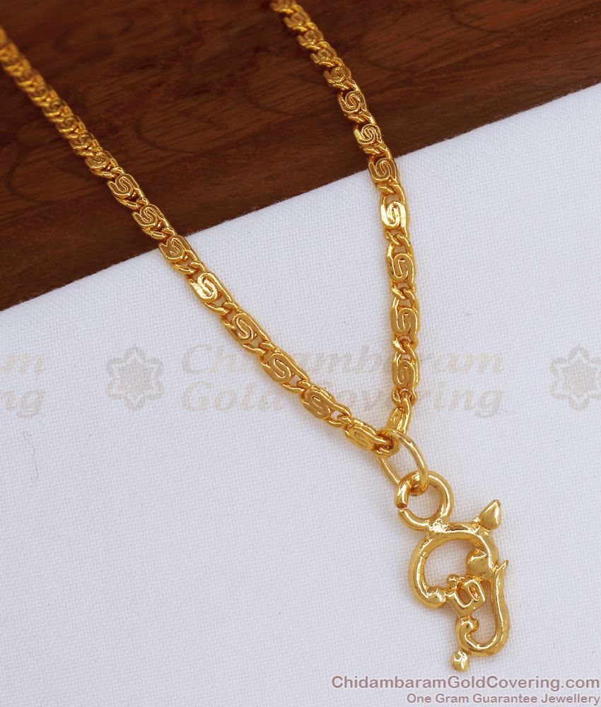 Slim Daily Wear Gold Plated Om Pendant Chain Shop Online SMDR815