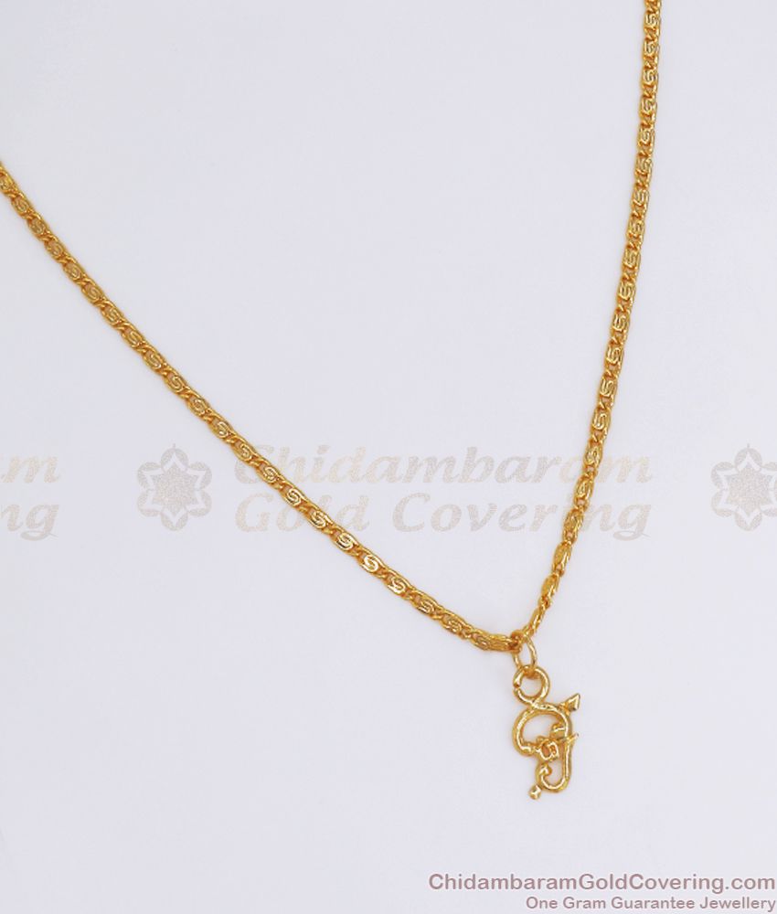 Slim Daily Wear Gold Plated Om Pendant Chain Shop Online SMDR815