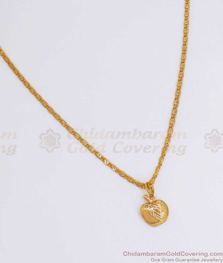 Daily Wear Gold Plated Small Pendant Chain Apple Design SMDR816 Daily Wear Gold Plated Small Pendant Chain Apple Design SMDR816
