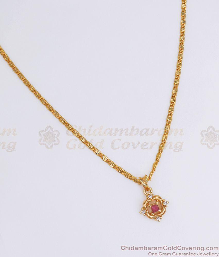 Light Weight Gold Plated Small Pendant Chain Cz Stone SMDR820