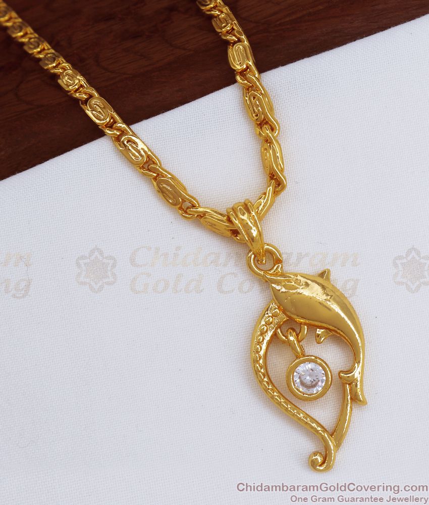 Gorgeous Dolphin Design Gold Pendant With Chain SMDR822