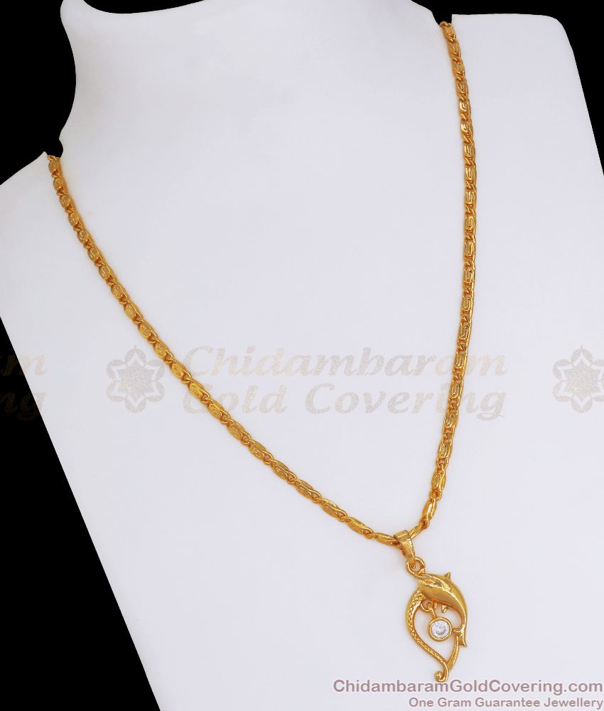 Gorgeous Dolphin Design Gold Pendant With Chain SMDR822